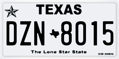 TX license plate DZN8015