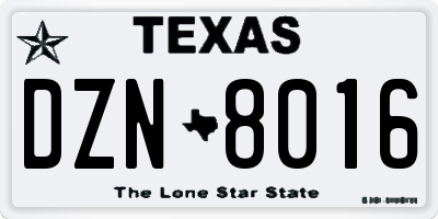 TX license plate DZN8016