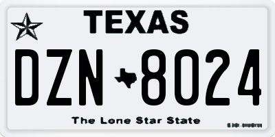 TX license plate DZN8024