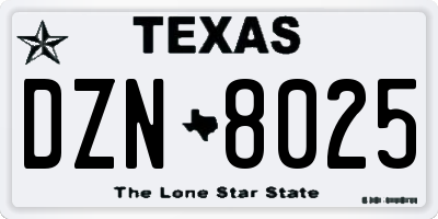 TX license plate DZN8025