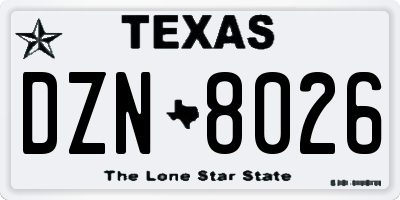 TX license plate DZN8026