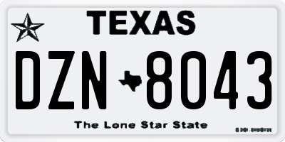 TX license plate DZN8043