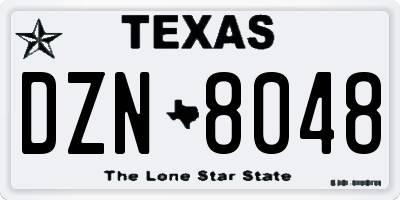 TX license plate DZN8048