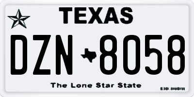 TX license plate DZN8058