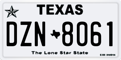 TX license plate DZN8061