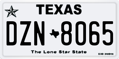 TX license plate DZN8065