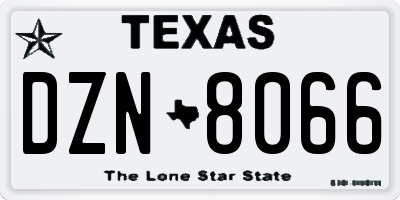 TX license plate DZN8066