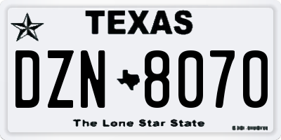 TX license plate DZN8070