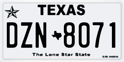 TX license plate DZN8071