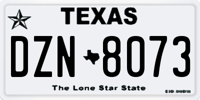TX license plate DZN8073