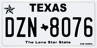 TX license plate DZN8076