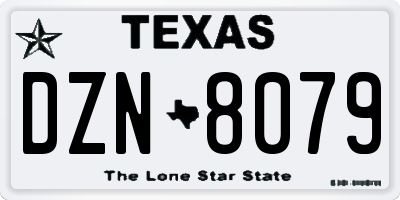 TX license plate DZN8079