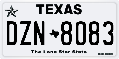 TX license plate DZN8083