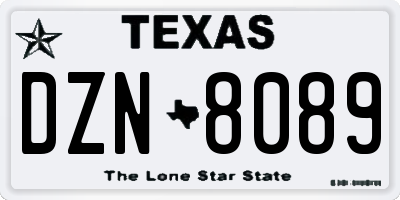 TX license plate DZN8089