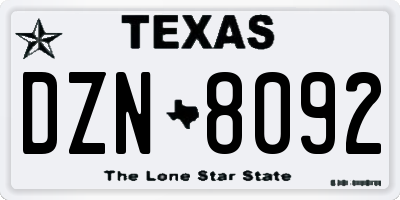 TX license plate DZN8092