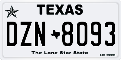 TX license plate DZN8093