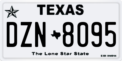TX license plate DZN8095