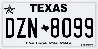 TX license plate DZN8099