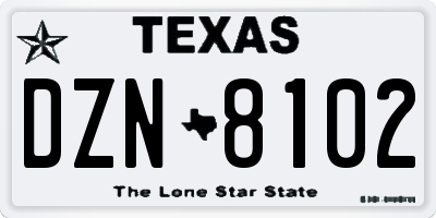 TX license plate DZN8102