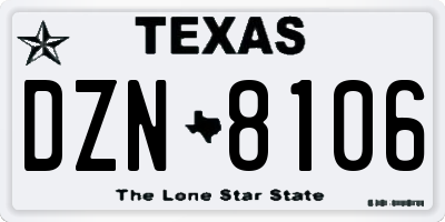 TX license plate DZN8106