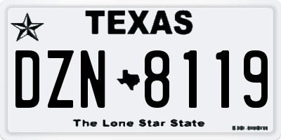 TX license plate DZN8119