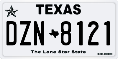 TX license plate DZN8121