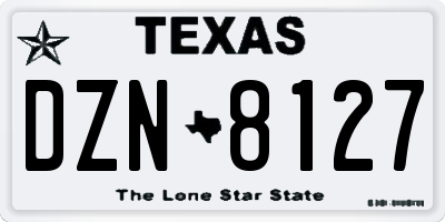 TX license plate DZN8127