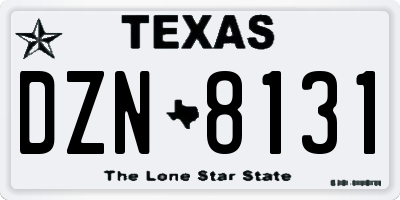 TX license plate DZN8131