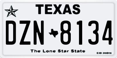 TX license plate DZN8134