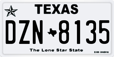 TX license plate DZN8135
