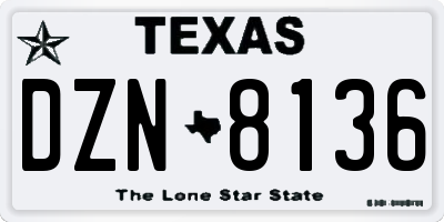 TX license plate DZN8136