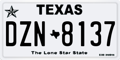 TX license plate DZN8137