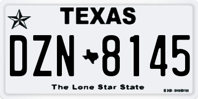TX license plate DZN8145