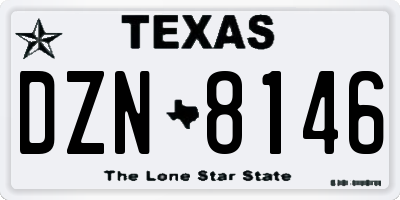 TX license plate DZN8146