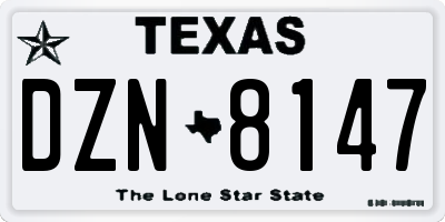 TX license plate DZN8147
