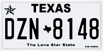 TX license plate DZN8148