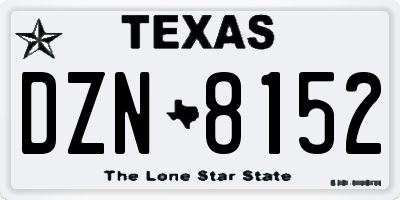 TX license plate DZN8152