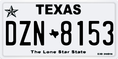 TX license plate DZN8153