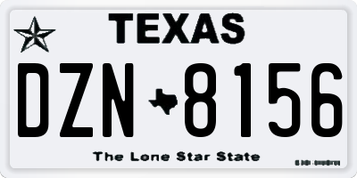 TX license plate DZN8156
