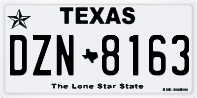 TX license plate DZN8163