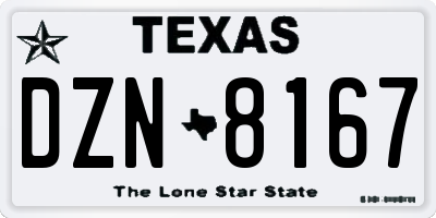 TX license plate DZN8167