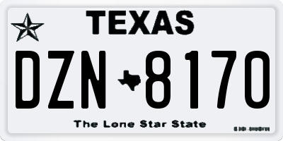 TX license plate DZN8170