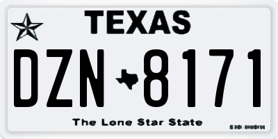 TX license plate DZN8171