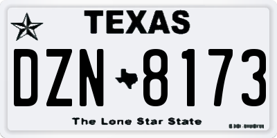 TX license plate DZN8173
