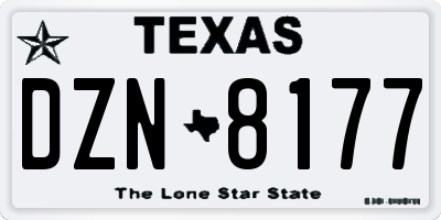 TX license plate DZN8177