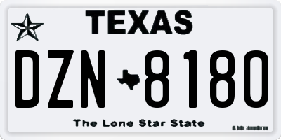 TX license plate DZN8180