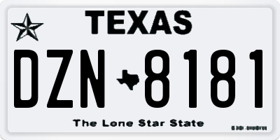 TX license plate DZN8181