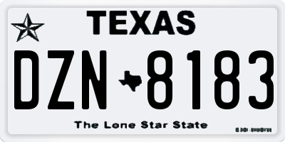 TX license plate DZN8183