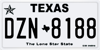TX license plate DZN8188