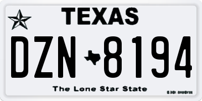 TX license plate DZN8194